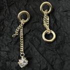 Rhinestone Asymmetrical Alloy Dangle Earring 1 Pair - Gold - One Size
