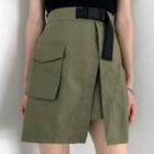 High-waist Mini A-line Cargo Skirt