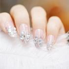 Rhinestone Faux Nail Tips 326 - Nude Pink - One Size