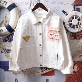 Embroidered Lettering Shirt Jacket
