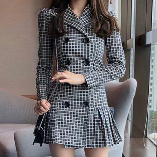 Double-breasted Long-sleeve A-line Dress As Shown In Figure - One Size