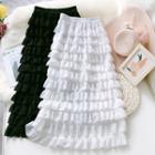 Tiered Ruffled Midi A-line Chiffon Skirt
