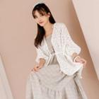 Tie-front Lace Robe Cardigan
