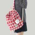 Retro Plaid Canvas Backpack 0111 - Plaid - Red - One Size