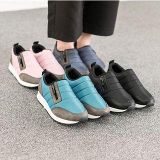 Zip-detail Padded Sneakers