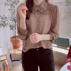 Pleated-collar Dotted Blouse