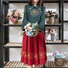Family Matching Set: Long-sleeve Hanfu Top + Midi Skirt