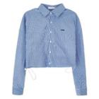 Long-sleeve Lettering Embroidered Striped Shirt Shirt - One Size