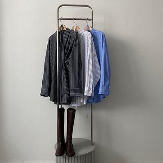 Oversize Stripe Shirt With Sash