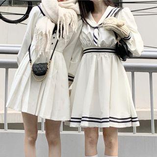 Long-sleeve Sailor Collar Mini A-line Dress (various Designs)
