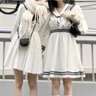 Long-sleeve Sailor Collar Mini A-line Dress (various Designs)