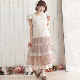 Floral Panel Sleeveless Lace Dress