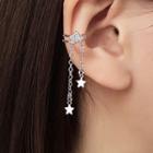 Star Fringed Ear Cuff 1 Piece - Left Earring - Silver - One Size