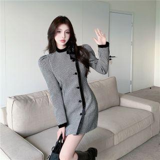 Houndstooth Button-up Coat Dress