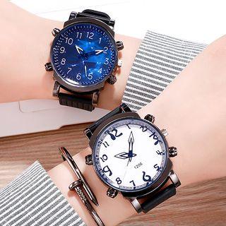 Number Print Silicone Strap Watch
