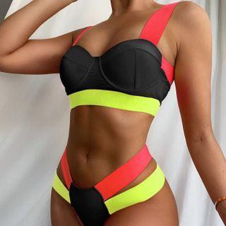 Set: Color Block Bikini Top + Bottom