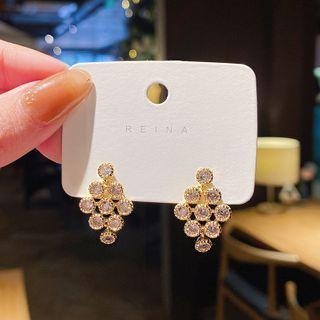 Rhinestone Ear Stud 1 Pair - E2606 - Gold - One Size