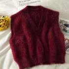 Furry-knit Crop Vest In 6 Colors