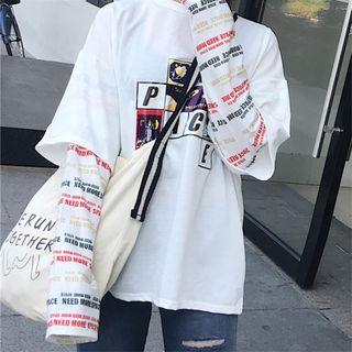 Long-sleeve Cartoon Print Paneled T-shirt