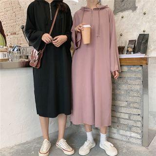 Plain Half-zip Hoodie Dress