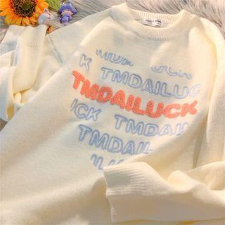Lettering Knit Sweatshirt