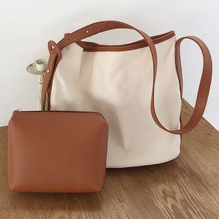 Contrast Color Trim Shoulder Tote Bag