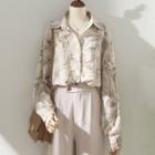 Long-sleeve Printed Shirt Khaki - One Size