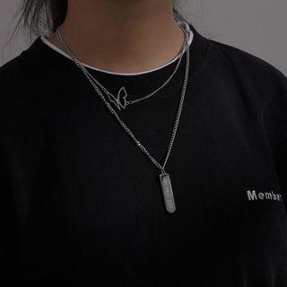 Couple Matching Butterfly Pendant Layered Chain Necklace As Shown In Figure - One Size