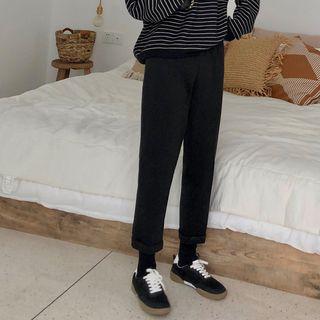 Cuffed Straight Cut Cropped Pants