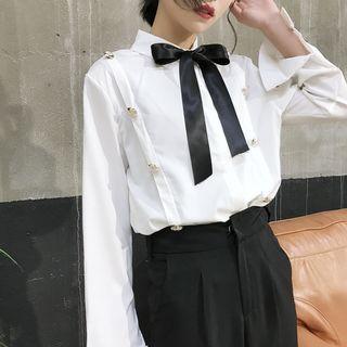 Long-sleeve Buttoned Collared Top