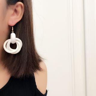 Geometric Wool Drop Earrings