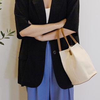 Canvas / Pleather Bucket Bag