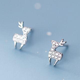 Deer Rhinestone Sterling Silver Earring