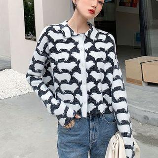 Printed Long-sleeve Cardigan