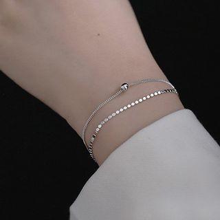 Bead Layered Bracelet 1pc - Silver - One Size