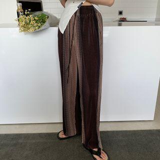 Drawstring Color Block Wide-leg Pants