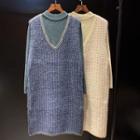 Set: Ribbed Knit Top + Sweater Vest