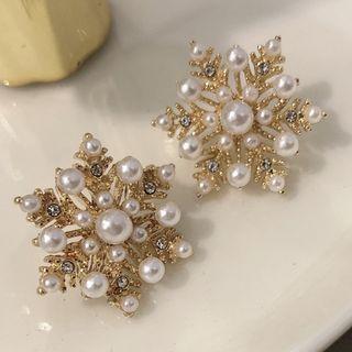 Beaded Snowflake Earrings 1 Pair - As Shown In Figure - One Size