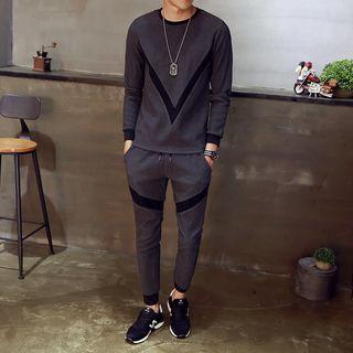 Set: Contrast-color Pullover + Contrast-color Pants