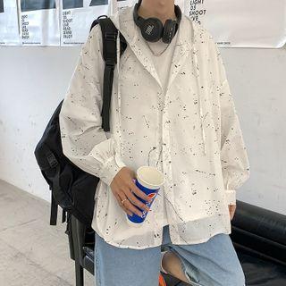 Long-sleeve Splash Print Hooded Jacket