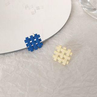 Mesh Asymmetrical Alloy Earring 1 Pair - Earrings - S925 Silver - Asymmetrical - Blue & White - One Size