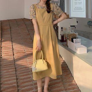Short-sleeve Floral Top / Sleeveless Midi A-line Dress