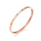 Simple And Fashion Plated Rose Gold Geometric Round 316l Stainless Steel Bangle With Cubic Zirconia Rose Gold - One Size