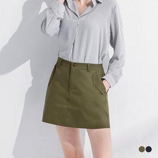 Twill Knit A-line Mini Skirt
