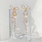 Faux Crystal Alloy Bow Fringed Earring 1 Pair - Bow - One Size