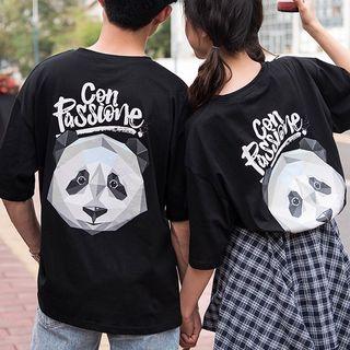 Couple Matching Panda Print Short-sleeve T-shirt