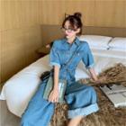 Straight-leg Denim Jumpsuit