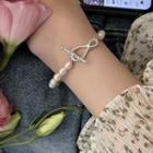Knot Faux Pearl Sterling Silver Bracelet S218 - Silver - One Size