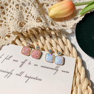Rhinestone Accent Square Earrings