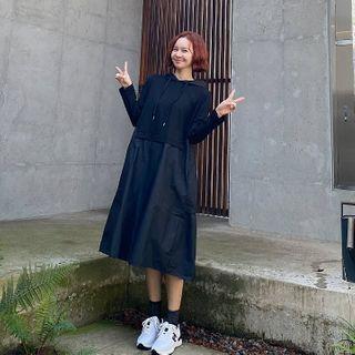 Tiered A-line Hoodie Dress